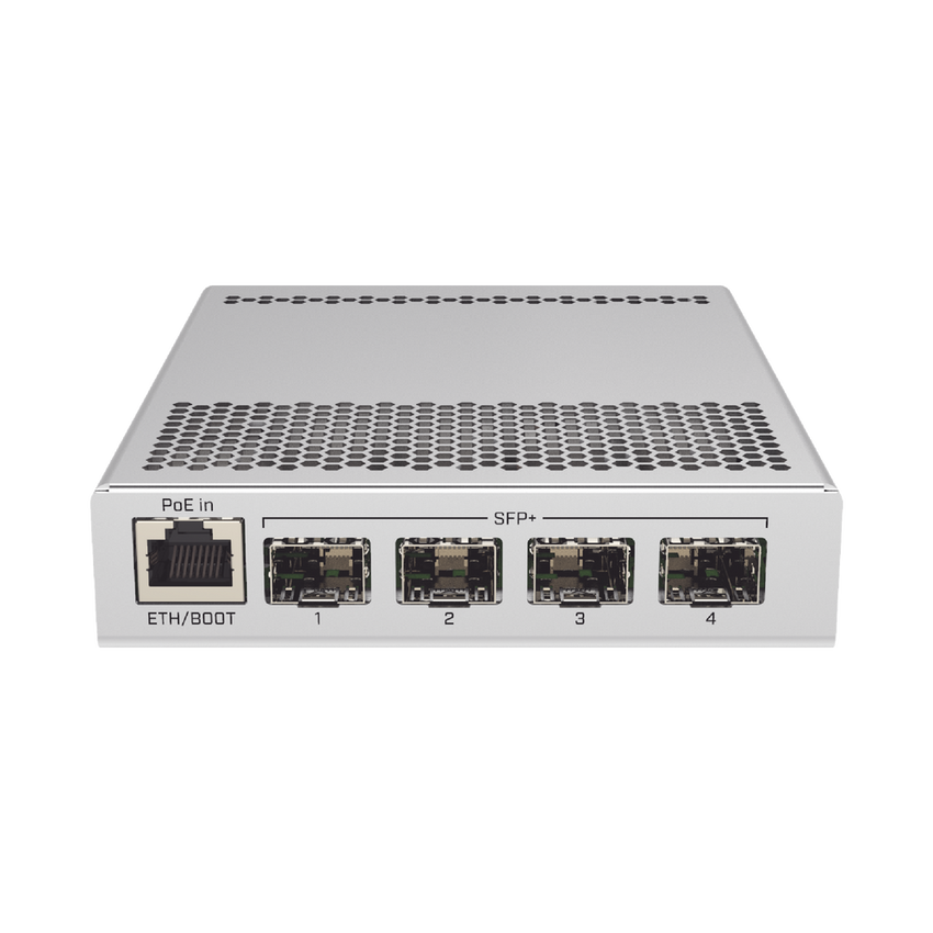 (CRS305-1G-4S+IN) Switch administrable Sistema Operativo Dual, puerto 1G Rj45, 4 puertos 10G SFP+ para Escritorio