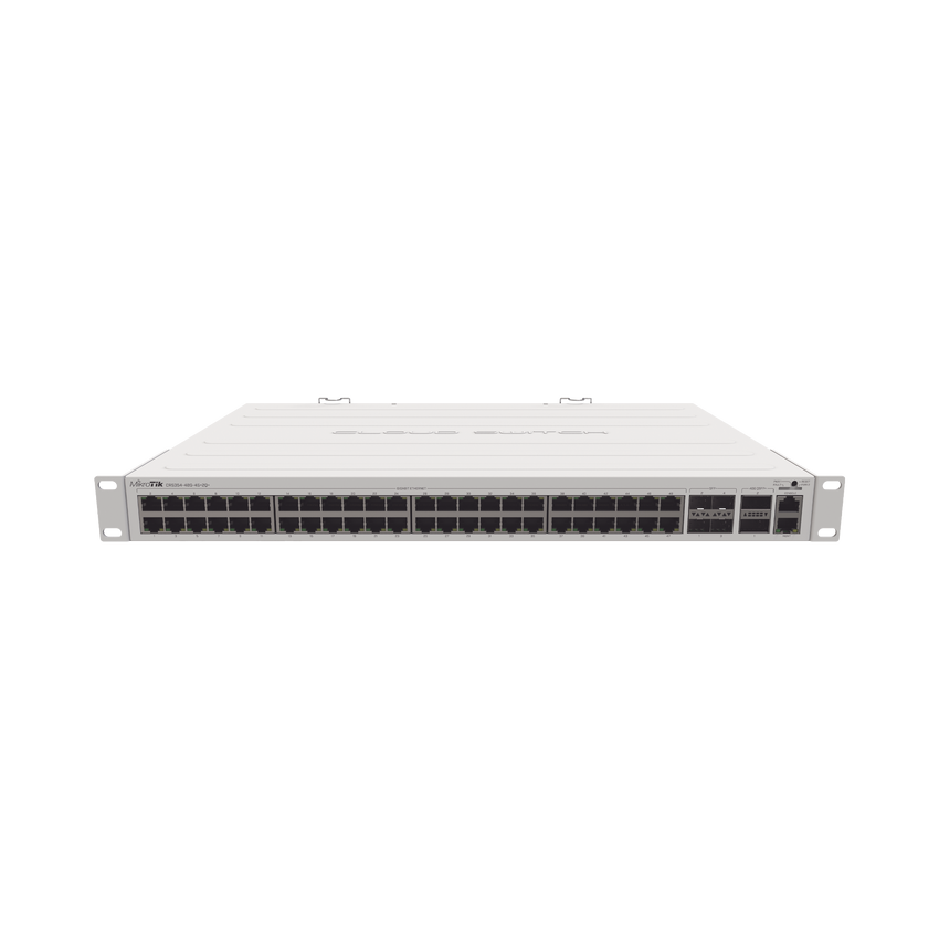 (CRS354-48G-4S+2Q+RM) Cloud Router Switch 48 puertos Gigabit Ethernet, 4 puertos SFP+ 10G, 2 puertos QSFP+ 40G, Montaje en Rack