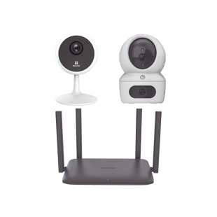 Kit de cámaras WiFi Para Uso en Interior / Incluye 1 pieza CS-H7C / 1 pieza CS-C1C / 1 Pieza de Router DS-3WR15X / Detección de Movimiento / Audio Bidireccional / 4 Puertos 1000 Mbps / Visión nocturna a color