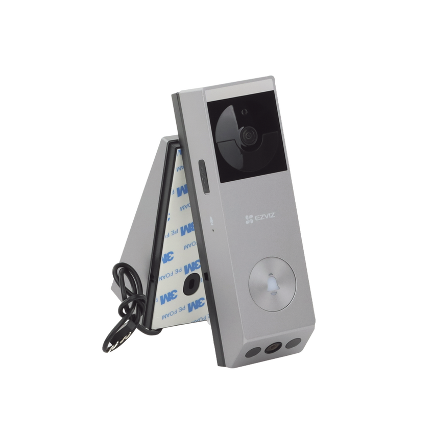 Doorbell de Batería Recargable con Transformador de 5Vcc o Panel Solar (Incluye Panel) / 3 megapíxel / Doble Lente / Protección IP65 / Audio de Dos Vías