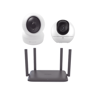 Kit de Camaras Wi-Fi Para Interior, Incluye 1 pieza CS-H6 / 1 Pieza C6N / 1 Pieza de Router DS-3WR15X / Seguimiento Inteligente / Ranura para Memoria / Audio de Dos Vías / Wifi 6 / 4 Puertos 1000 Mbps