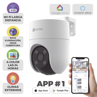 Camara PT WiFi / 2 Megapixel /  Cobertura 360° / Detección humana / Seguimiento Inteligente / Sirena / Luz Parpadeante / Colores en Oscuridad / Micro SD / Audio de Dos Vías / Exterior Con Protección