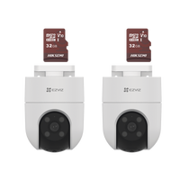 Kit de Camaras WiFi, Incluye 2 Piezas CS-H8C y 2 Piezas HS-TF-E1/32G / Audio de Dos Vías / Detección de Movimiento /  Luz Estroboscópica / Sirena  /  Uso en Exterior con Protección