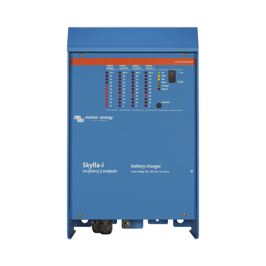 Skylla-i 24/100 / Cargador de Baterías para Ambientes Marinos 24 V, 100 A / Bancos de 500 a 1000 Ah