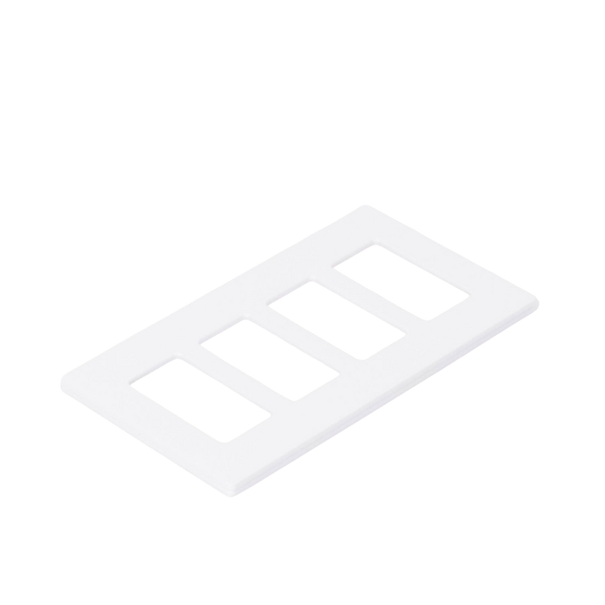 Placa de pared 4 espacios, color blanco, para atenuador (dimmer), switch ó control remoto PICO inalámbrico