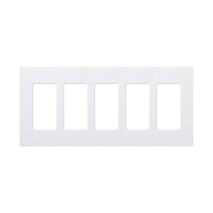 Placa de pared 5 espacios, para atenuador (dimmer), switch ó control remoto PICO inalámbrico