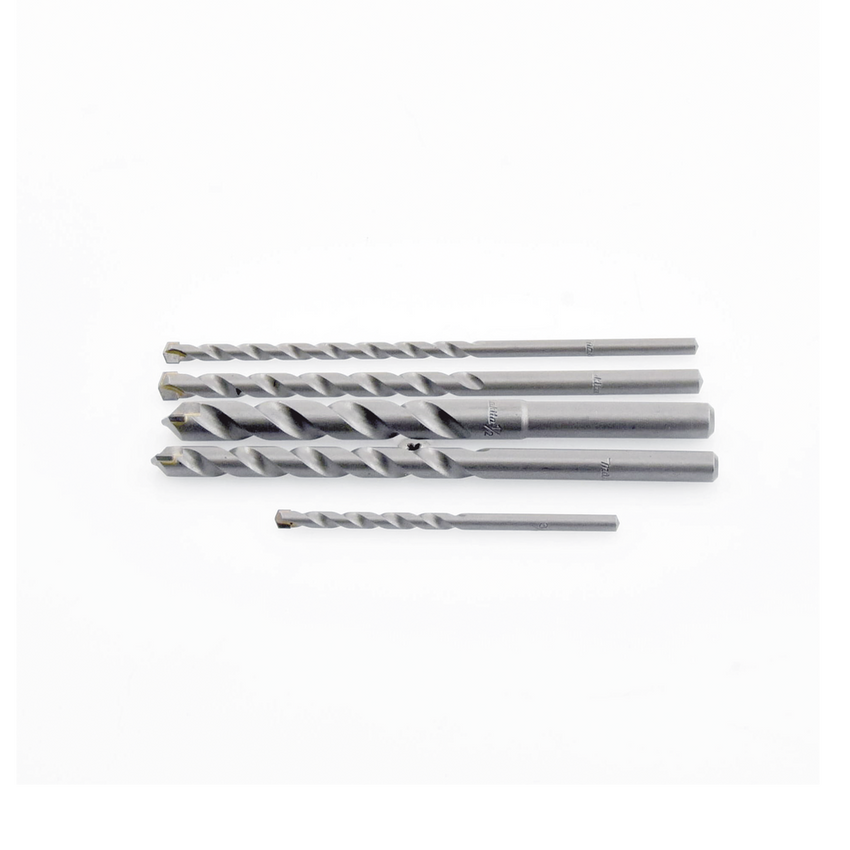 Juego de 5 Pzas. de Broca para Concreto, Zanco Recto (3/16", 1/4", 5/16", 3/8" y 1/2").