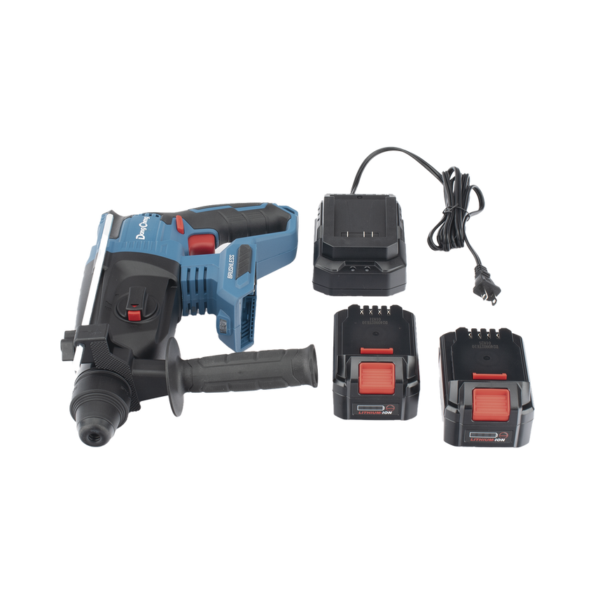 Martillo Perforador Inal�mbrico SDS-PLUS 20V / Motor Brushless / 3 Modos Taladro Percusi�n Demolici�n / 2.7 J Energ�a de Impacto / 2 Bater�as 4.0Ah con Cargador y Estuche
