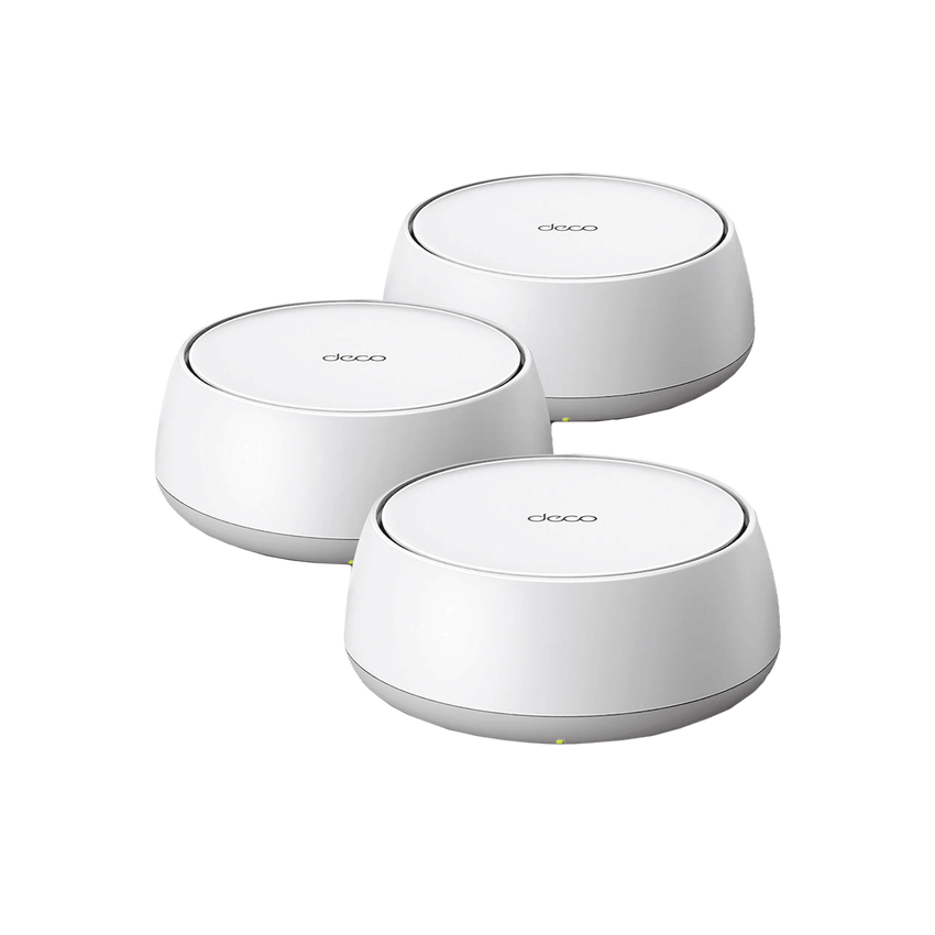 KIT 3 Routers Inalámbrico MESH Interior para Hogar / Doble Banda Wi-Fi 7 BE3600 Mbps / 2 Puerto 2.5 Gigabit WAN/LAN / 4 Antenas Internas / Operación Multi-Link MLO / Administración Mediante la App Deco (iOS, Android) / HomeShield