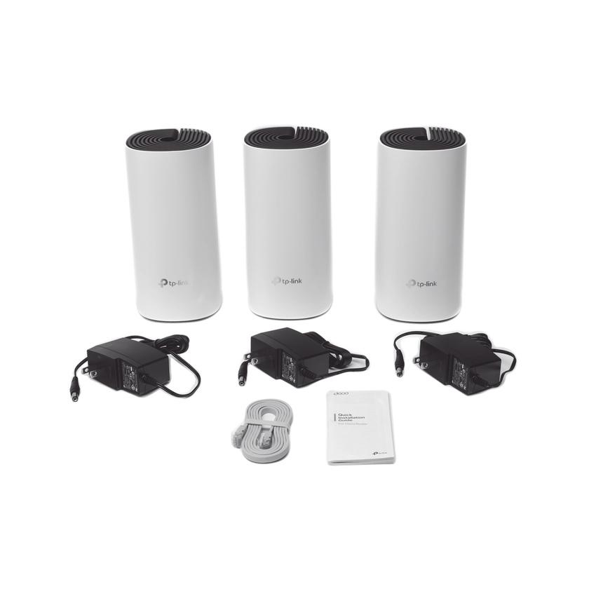 KIT 3 Routers Inalámbricos MESH Interior para Hogar / Doble Banda Wi-Fi 5 AC1200 Mbps / 2 Puerto Gigabit WAN/LAN / 2 Antenas Internas / Administración Mediante la App Deco (iOS, Android)