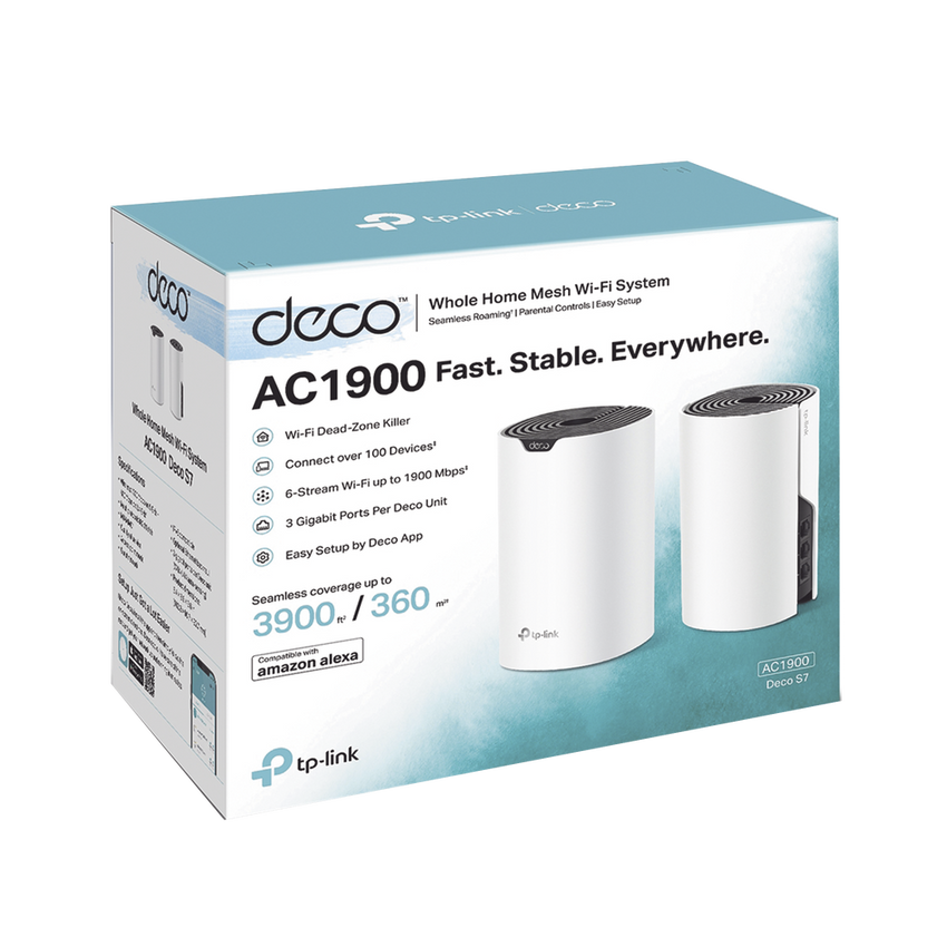 Kit 2 Routers Inalámbricos MESH Interior para Hogar / Doble Banda Wi-Fi 5 AC1900 Mbps / 3 Puerto Gigabit WAN/LAN / 3 Antenas Internas / Administración Mediante la App Deco (iOS, Android)
