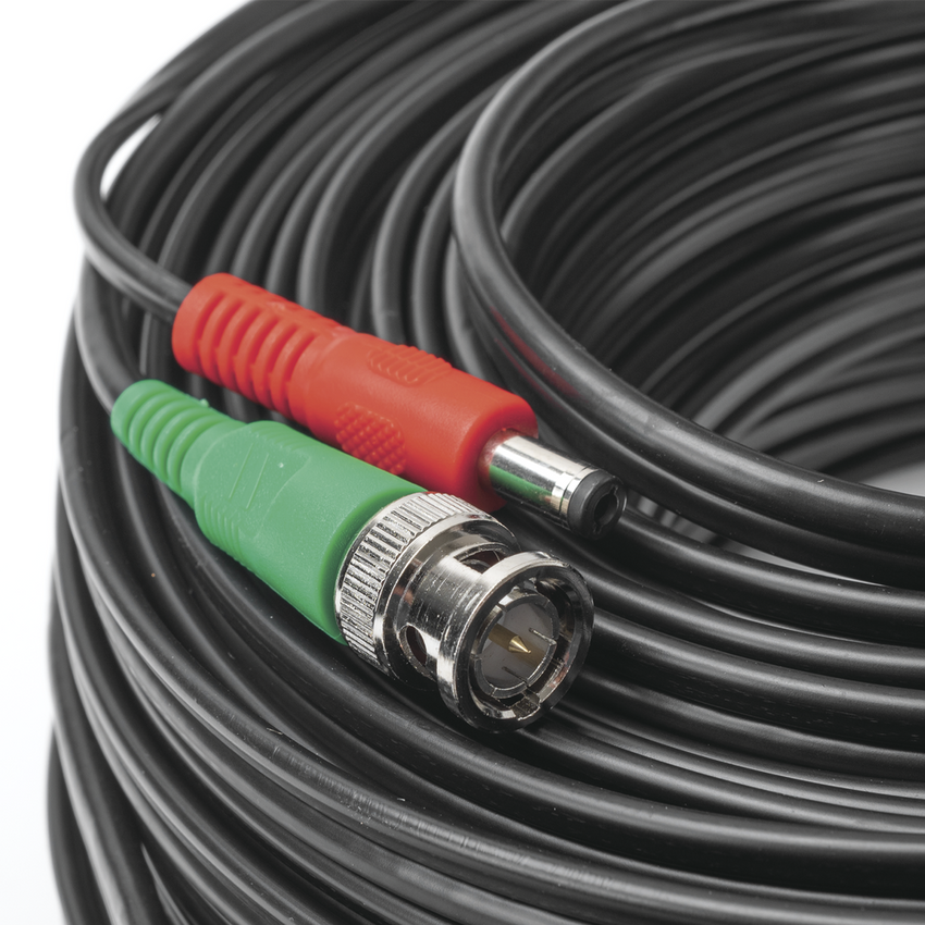 Cable Coaxial (BNC RG59) + Alimentación / SIAMES / 30 Metros (98.43 Pies) / 100% COBRE / Para Cámaras 4K / Uso Interior y Exterior