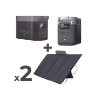 Kit de Estación de Energía Portátil 2048Wh + Batería Externa 2048Wh + 2 Paneles Solares Flexibles 400W (4096Wh, 800W Totales)