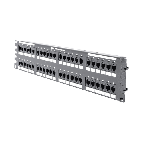 Panel de Parcheo de Impacto (110), Plano, Categoría 6A, de 48 Puertos, 2UR