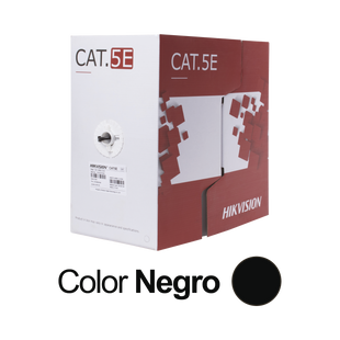 Bobina de Cable UTP 305 Mts / Cat 5E (24 AWG) / Color Negro / PE / Uso en Exterior / 100% Cobre / Aplicaciones de CCTV, Redes de Datos y Enlaces Inalámbricos