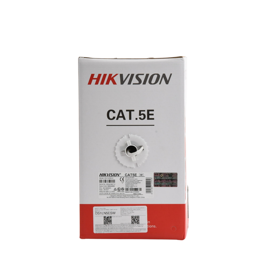 Bobina de Cable UTP 305 Metros (1000 Pies) / Cat5E (24 AWG) / Color Blanco / PVC (CM) / Uso en Interior / 100% Cobre / Aplicaciones de CCTV y Redes de Datos
