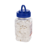 Bote con 100 Piezas de Plug Modular RJ45 / Cat 5e / Chapado en Oro a 30 Micras / Sin Blindaje / Fácil Instalación / Uso Interior / Soporta Norma TIA-568B / Cumple con RoHS 2.0