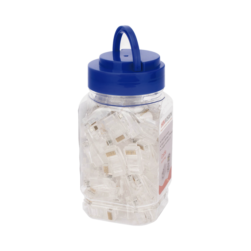 Bote con 100 Piezas de Plug Modular RJ45 / Cat 5e / Chapado en Oro a 30 Micras / Sin Blindaje / Fácil Instalación / Uso Interior / Soporta Norma TIA-568B / Cumple con RoHS 2.0