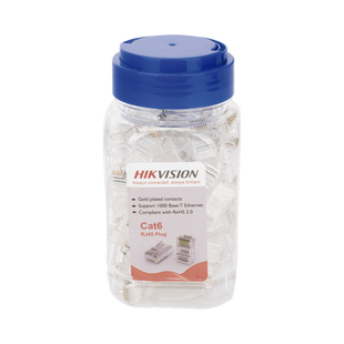 Bote con 100 Piezas de Plug Modular RJ45 / Cat 6 / Chapado en Oro a 30 Micras / Sin Blindaje / Fácil Instalación / Uso Interior / Soporta Norma TIA-568B / Cumple con RoHS 2.0