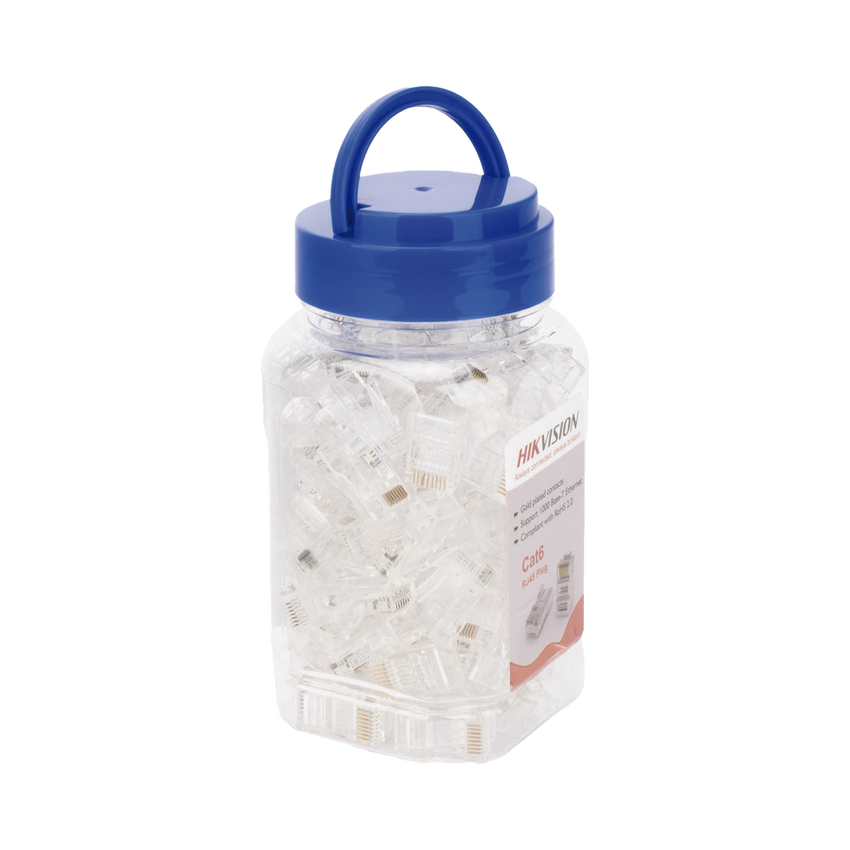 Bote con 100 Piezas de Plug Modular RJ45 / Cat 6 / Chapado en Oro a 30 Micras / Sin Blindaje / F�cil Instalaci�n / Uso Interior / Soporta Norma TIA-568B / Cumple con RoHS 2.0