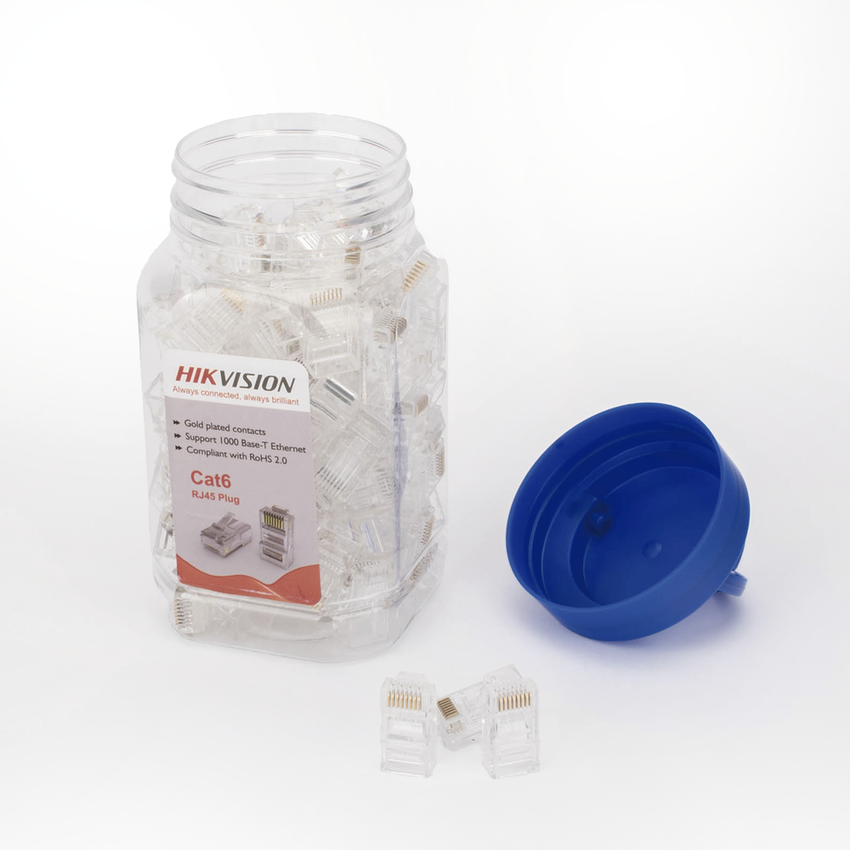 Bote con 100 Piezas de Plug Modular RJ45 / Cat 6 / Chapado en Oro a 30 Micras / Sin Blindaje / F�cil Instalaci�n / Uso Interior / Soporta Norma TIA-568B / Cumple con RoHS 2.0