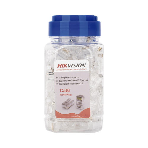 Bote con 100 Piezas de Plug Modular RJ45 / Cat 6 / Chapado en Oro a 30 Micras / Sin Blindaje / Facil Instalación / Uso Interior / Soporta Norma TIA-568B / Cumple con RoHS 2.0