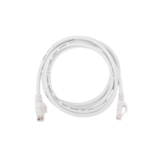 Cable de Parcheo (Patch Cord) / UTP / Cat. 6 (24 AWG) / 2 Metros (6.56 Pies) / Color Blanco/ Ideal para PoE+ / Interior
