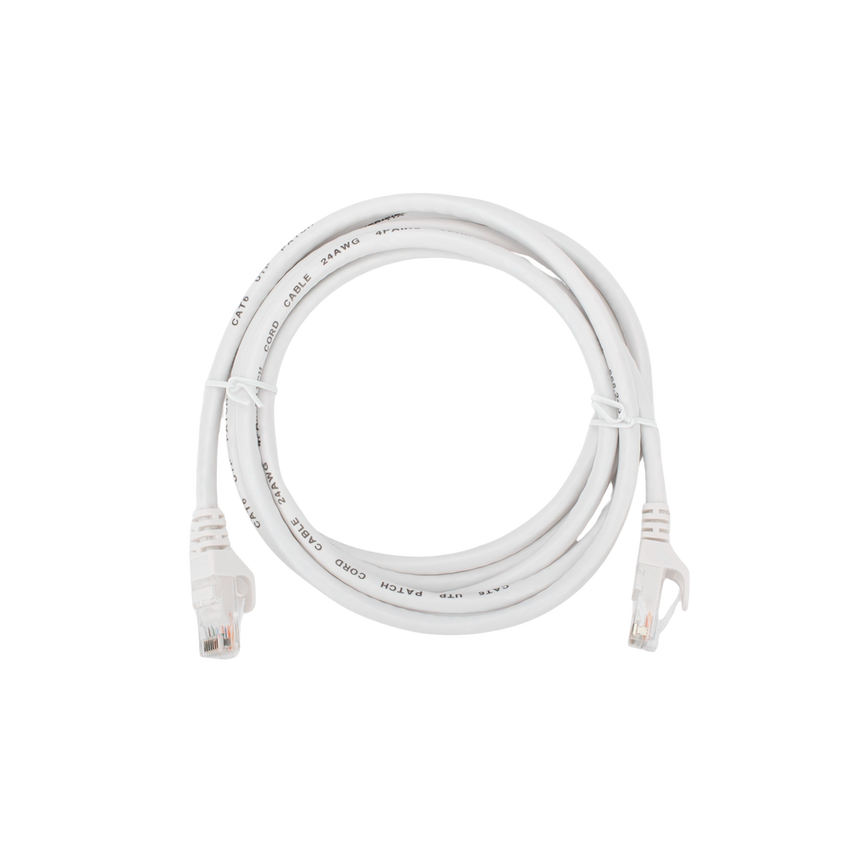 Cable de Parcheo (Patch Cord) / UTP / Cat. 6 (24 AWG) / 2 Metros (6.56 Pies) / Color Blanco/ Ideal para PoE+ / Interior