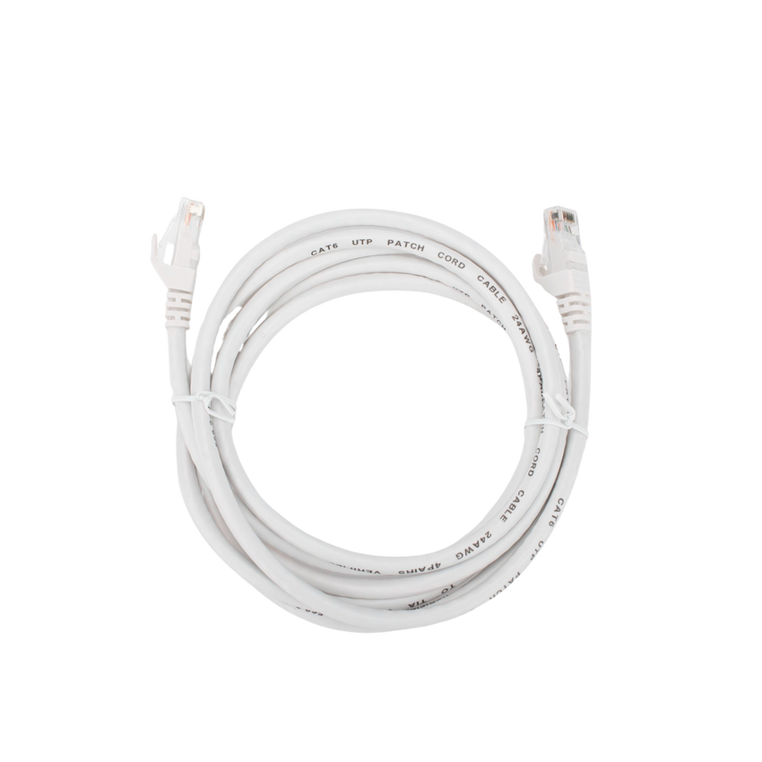 Cable de Parcheo (Patch Cord) / UTP / Cat. 6 (24 AWG) / 2 Metros (6.56 Pies) / Color Blanco/ Ideal para PoE+ / Interior