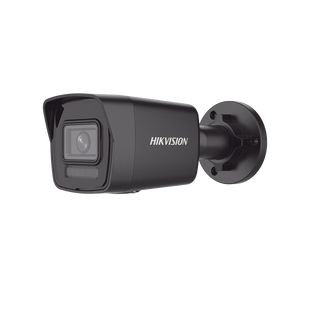 [Dual Light] Bala IP 4 Megapixel / Color Negro /  Lente 2.8 mm / 30 mts IR + 30 mts Luz Blanca / Micrófono Integrado / ACUSENSE Lite / Exterior IP67 / H.265 / PoE  / Micro SD