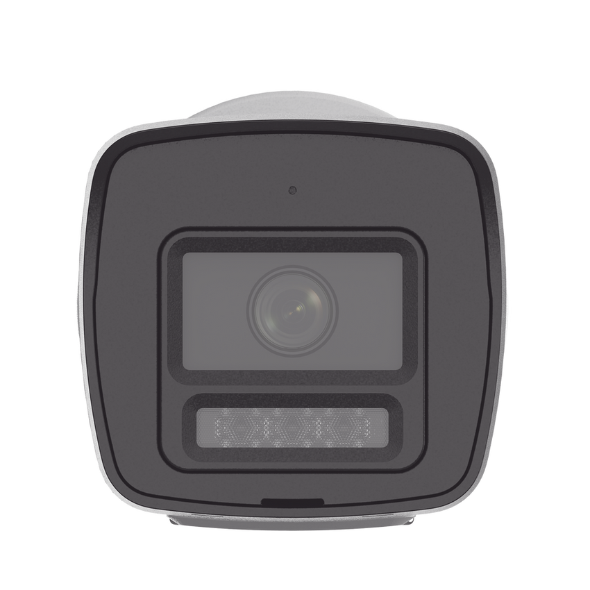 [PROTECCIÓN ACTIVA] Bala IP 4 Megapixel / Lente 2.8 mm / Dual Light (30 mts IR + 20 mts Luz Blanca)  / Audio de Dos Vías /  Luz Intermitente y Alerta de Audio / Micrófono Integrado / ACUSENSE Lite / Exterior IP67 / H.265 / PoE