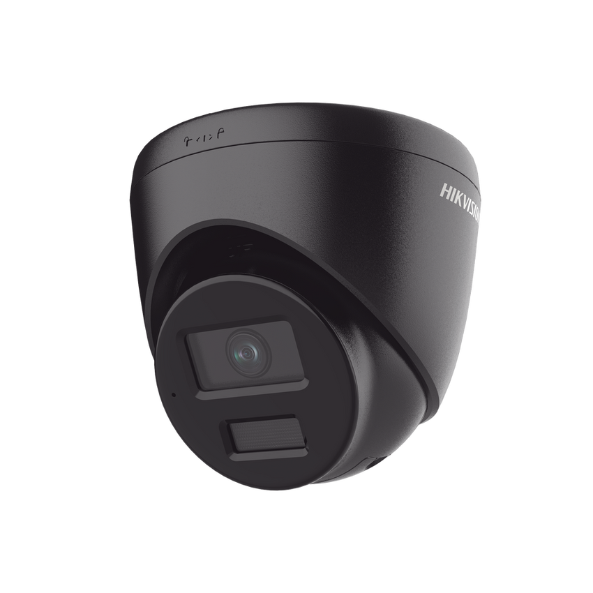[Dual Light] Turret IP 4 Megapixel / Color Negro /  Lente 2.8 mm / 30 mts IR + 30 mts Luz Blanca / Micrófono Integrado / ACUSENSE Lite / Exterior IP67 / H.265 / PoE / ONVIF / Micro SD
