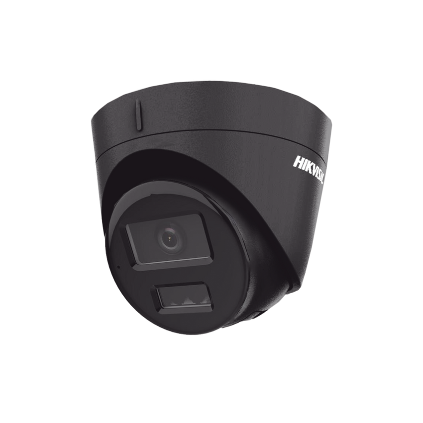 [Dual Light] Turret IP 4 Megapixel / Color Negro /  Lente 2.8 mm / 30 mts IR + 30 mts Luz Blanca / Micrófono Integrado / ACUSENSE Lite / Exterior IP67 / H.265 / PoE / ONVIF / Micro SD