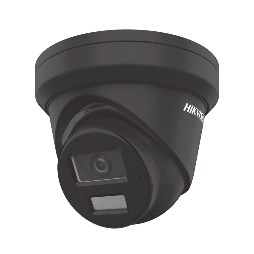 [Dual Light + 2 Micrófonos Integrados] Turret IP 4 Megapixel / Color Negro / Lente 2.8 mm / 30 mts Luz Blanca + 30 mts IR / ACUSENSE / Exterior IP67 / WDR 120 dB / PoE / ONVIF / Micro SD / Metal / ACUSEARCH