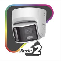 [FlexVu] [PROTECCIÓN ACTIVA] Turret IP 4 Megapixel / 2 Lentes de 2.8 mm (Imagen Panorámica 180°) / 30 mts IR / Exterior IP67 / Luz Intermitente y Alerta de Audio / Audio Bidireccional / ACUSENSE / WDR 120 dB / Micro SD