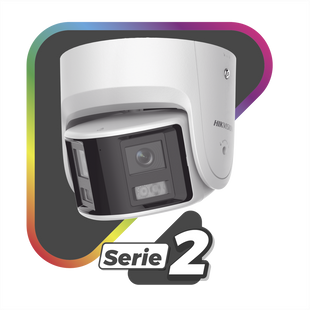 [FlexVu] [PROTECCIÓN ACTIVA] Turret IP 4 Megapixel / 2 Lentes de 2.8 mm (Imagen Panorámica 180°) / 30 mts IR / Exterior IP67 / Luz Intermitente y Alerta de Audio / Audio Bidireccional / ACUSENSE / WDR 120 dB / Micro SD