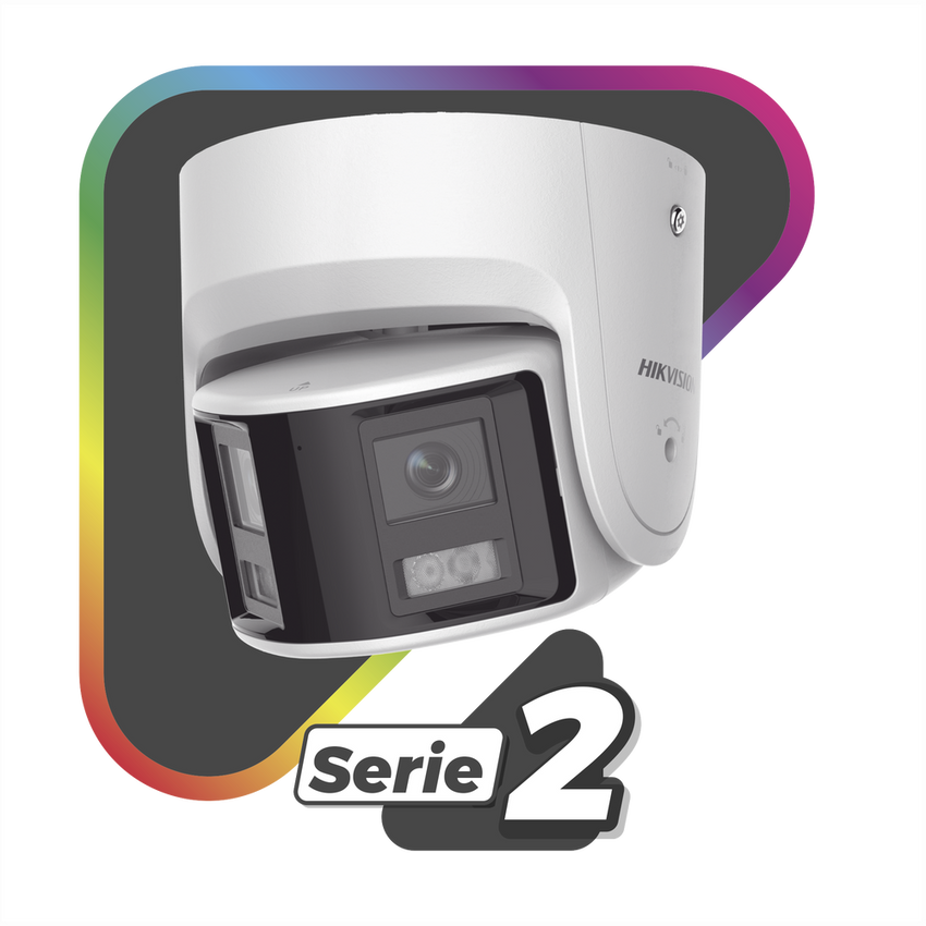 [FlexVu] [PROTECCIÓN ACTIVA] Turret IP 4 Megapixel / 2 Lentes de 2.8 mm (Imagen Panorámica 180°) / 30 mts IR / Exterior IP67 / Luz Intermitente y Alerta de Audio / Audio Bidireccional / ACUSENSE / WDR 120 dB / Micro SD