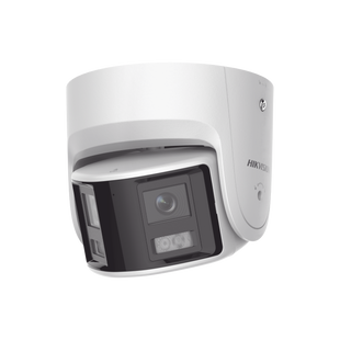 [ PROTECCIÓN ACTIVA ] Turret IP Panorámica 4 Megapíxel / 2 Lentes 2.8 mm (180°) / Imagen a Color 24/7 (ColorVu) / PoE / WDR 130° / IP67 / ACUSENSE / Luz Estroboscópica y Alarma Audible / 30 mts Luz Blanca / Micro SD