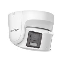 [PROTECCIÓN ACTIVA] Turret IP Panorámica 8 Megapíxel / 2 Lentes 4 mm (180°) / Imagen a Color 24/7 (ColorVu) / PoE / WDR 130° / IP67 / ACUSENSE / Luz Estroboscópica y Alarma Audible / 30 mts Luz Blanca / Micro SD