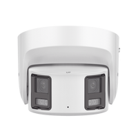 [PROTECCIÓN ACTIVA] Turret IP Panorámica 8 Megapíxel / 2 Lentes 4 mm (180°) / Imagen a Color 24/7 (ColorVu) / PoE / WDR 130° / IP67 / ACUSENSE / Luz Estroboscópica y Alarma Audible / 30 mts Luz Blanca / Micro SD