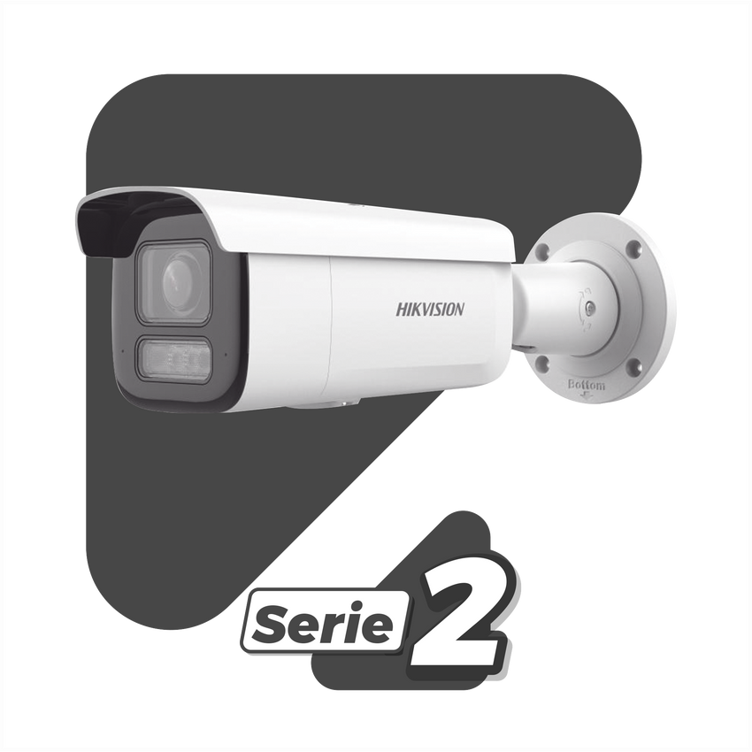 [Dual Light + 2 Micrófonos Integrados] Bala IP 2 Megapixel / Lente Mot. 2.8 a 12 mm / 60 mts Luz Blanca + 60 mts IR / ACUSENSE / Exterior IP67 / IK10 / WDR 120 dB / PoE+ / ONVIF / Alarmas I/O / Micro SD / Metal / ACUSEARCH