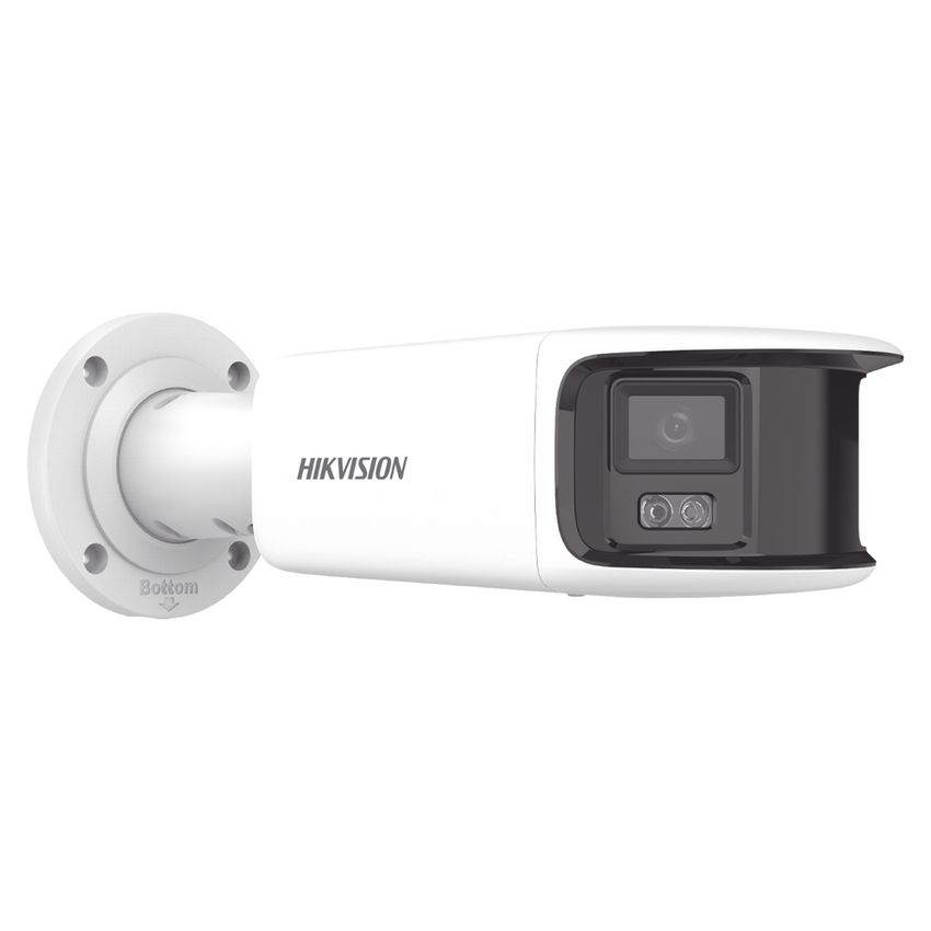 [FlexVu] [PROTECCIÓN ACTIVA] Bala IP Panorámica 8 Megapixel (4K) / 2 Lentes 4 mm (180°) / Imagen a Color 24/7 (ColorVu) / PoE / WDR 130° / IP67 / ACUSENSE / Luz Estroboscópica y Alarma Audible / 40 mts Luz Blanca / Micro SD
