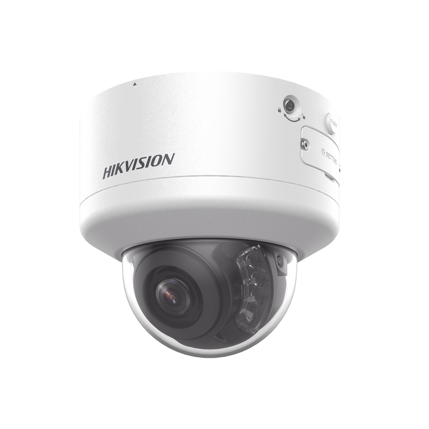 Domo IP 4 Megapixel / Lente Mot. 2.7 a 13.5 mm / Dual Light (40 mts IR + 40 mts Luz Blanca  / Exterior IP66 / IK10  / Audio y Alarma I/O / PoE+ / ONVIF / Micro SD / 4 Analíticos: AcuSense, Deteccion Facial, Conteo de Personas por Cruce y Zona