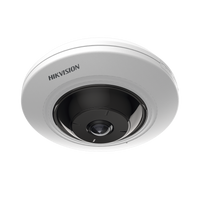 Mini Fisheye IP 5 Megapixel / Panorámica 180° - 360° / 8 mts IR / Interior / PoE / HEOP / ACUSENSE / Detección Facial / Microfono Integrado