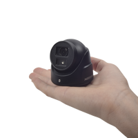 Ultra Mini Turret TURBO 2 Megapixeles (1080p) / Gran Angular / Lente 2.8 mm / 20 mts IR EXIR / Exterior IP67 / 4 Tecnologías (TVI / AHD / CVBS) / dWDR / Color Negro