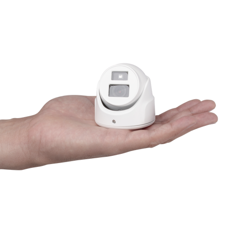 Ultra Mini Turret TURBO 2 Megapixel (1080p) / Gran Angular / Lente 2.8 mm / 20 mts IR EXIR / Exterior IP67 / 4 Tecnologías (TVI / AHD / CVBS) / dWDR / Color Blanco