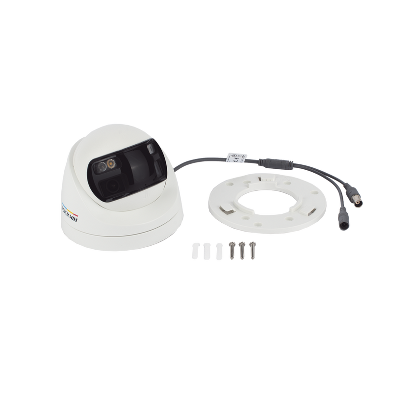 [ColorVu + Panoramica + Dual Light] Turret TURBOHD 3K (5 Megapixel) / Micrófono Integrado / Visión 180° / Imagen a Color 24/7 / 40 mts Luz Blanca + 40 mts IR / Exterior IP67 / WDR