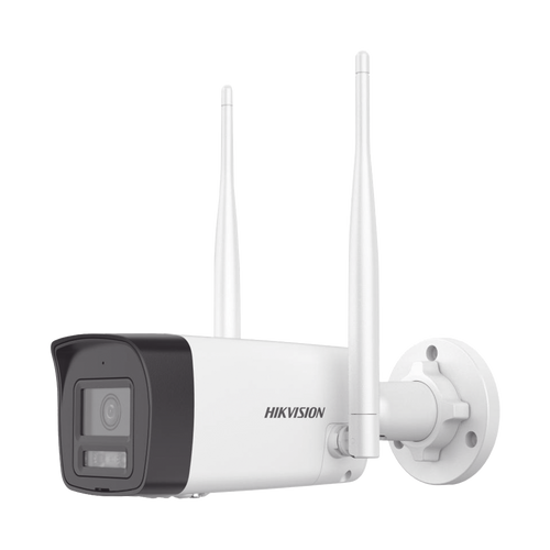 Bala IP 4 Megapixel / Lente 2.8 mm / Dual Light (30 mts IR + 30 mts Luz Blanca) / Wi-Fi / Exterior IP66 / WDR / H.265 / Audio Bidireccional (Micrófono y Bocina) / Micro SD