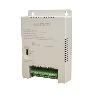 Fuente de Poder Regulada 12 Vcc / 13.5 Vcc / 15 Vcc para 16 Cámaras / 16 Amp (1 Amp por Salida) / Voltaje de Entrada 90 - 130 VCA / Soporta 4K / Modo para Largas Distancias