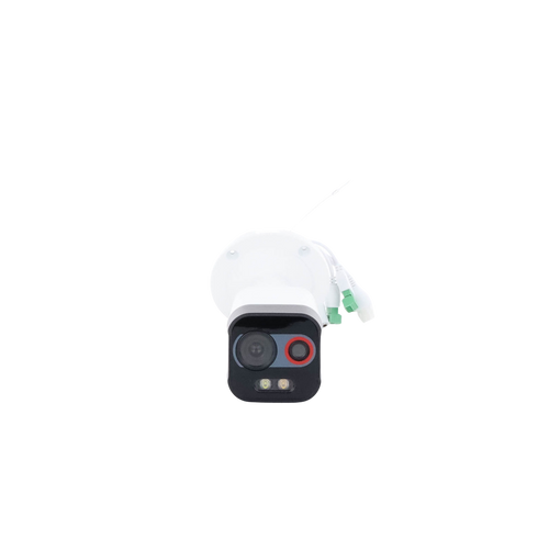Cámara Bala IP Térmica y Óptica Biespectral / Análisis de Video (VCA) para Protección Perimetral / Clasifica Vehículo y Humano / Térmica 96 x 72 / Óptica 4 MP ColorVu / IP67 / micro SD de 256 GB/ PoE